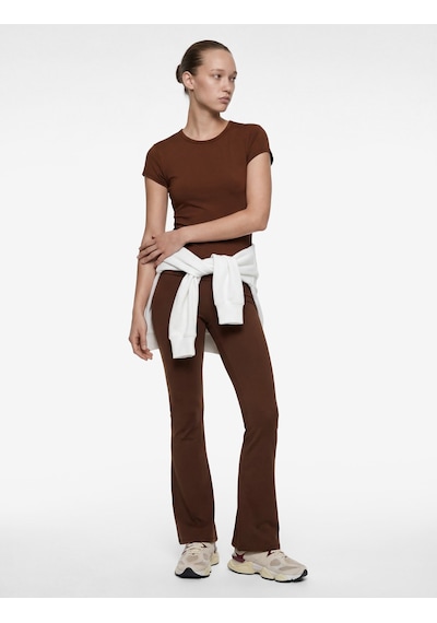 Koton Slim Fit Uzun Kollu Bisiklet Yaka Spor Tişört Kahverengi 6sak10148nk Kahve