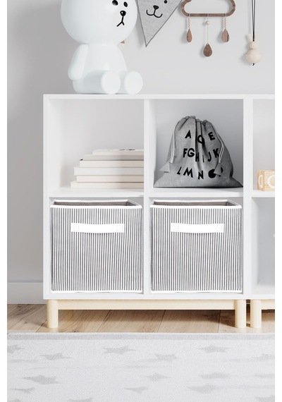 Adarya Home Dolap İçi Çamaşır Ve Oyuncak Düzenleyici Kapaksız Saklama Kutusu 30x30x30 Cm Çizgili Diğer