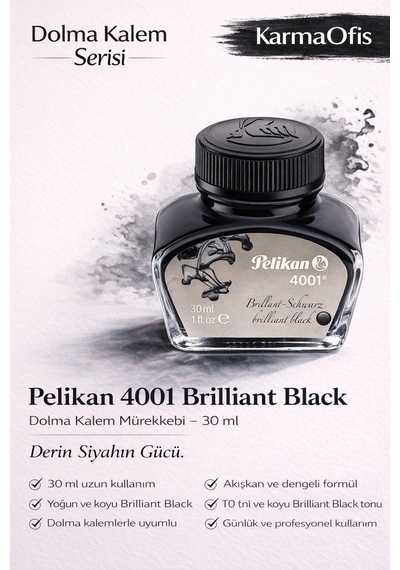 4001 Brilliant Black Dolma Kalem Mürekkebi 30 Ml Derin Siyah Diğer