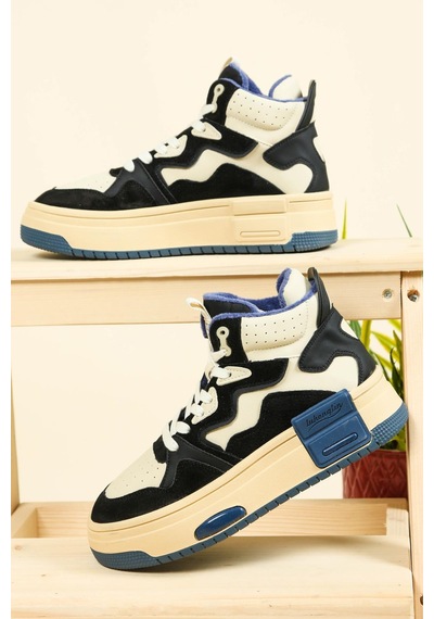 Guja Garnili Kalın Taban Sneakers Siyah-6015-siyah Siyah
