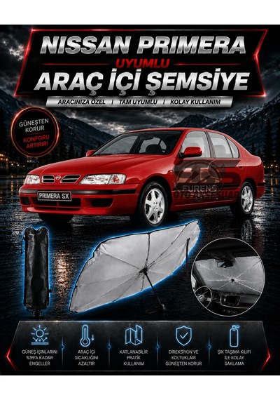 Nissan Primera Araç Ön Cam Güneşliği Katlanabilir Şemsiye Oto Güneşlik Uv Korumalı Gölgelik Araba Oto Şemsiyesi