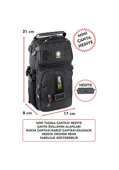 Dada Fonksiyonel Sırt Göğüs El Ve Omuz Çantası Su Geçirmez Kumaş Bady Bag Siyah