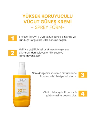 Sinoz Hassas Bakım Ultra Yüksek Koruyucu ve Nemlendirici Güneş Kremi SPF50+ 200 ML