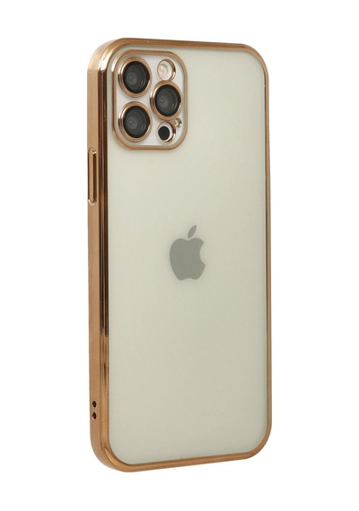 Apple iPhone Uyumlu  12 Pro Uyumlu Kılıf Lensli Silikon - Gold