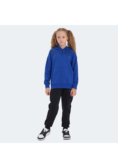 Slazenger LETTO Çocuk Kapüşonlu Cepli Saks Mavi Sweatshirt