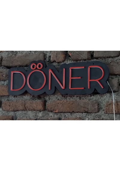 Döner Neon Ledli Duvar Aydınlatması Siyah