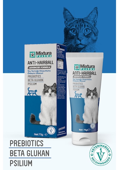 Mixtura Pharma hairball Kedi Tüy Yumağı Malt Macun Tüy Yumağı Oluşumunu 75 G