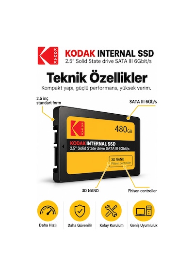 X150 480gb 2.5 İnç Sata Iıı Ssd 520 Mb/s Okuma 500 Mb/s Yazma Hızlı Ssd