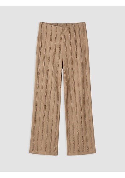 Lcw Comfort Bej Beli Lastikli Dokulu Kadın Pantolon