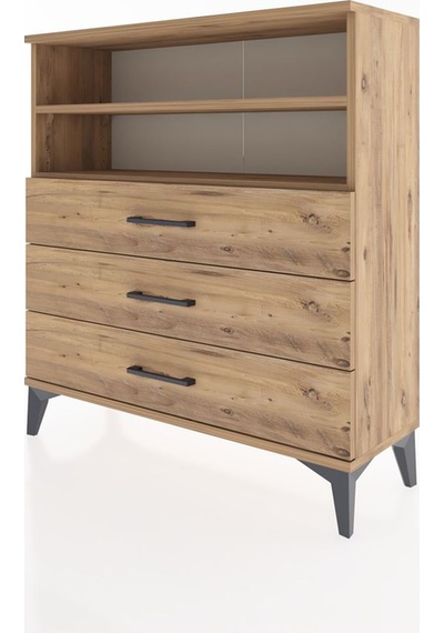 Arges Şifonyer 2 Raflı 3 Çekmeceli 88x30x96 Çam-çam Çam