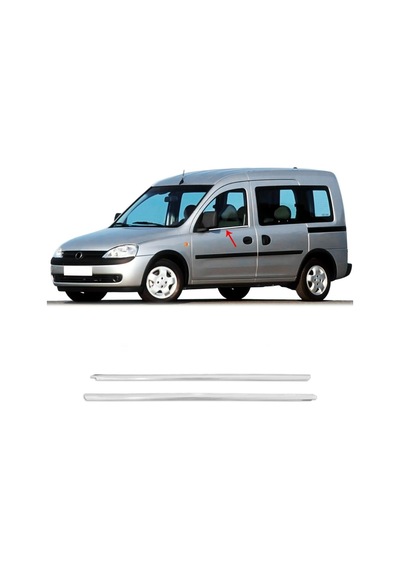 Opel Combo Krom Cam Çıtası 2Parça 2001-2010 Arası P.Çelik