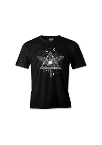 Man With Wings Travelling Universe Siyah Erkek Tshirt 001