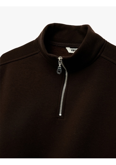 Koton Polo Yaka Uzun Kollu Fermuarlı Oversize Spor Sweatshirt Kahverengi 6sak10118nk Kahve Koton Polo Yaka Uzun Kollu Fermuarlı Oversize Spor Sweatshirt Kahverengi 6sak10118nk Kahve