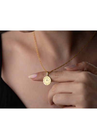 Pırlanta Kolye Kişiye Özel Saat Özel An Kolyesi Zaman Kolye.rose.gold.rodaj Saat Gold