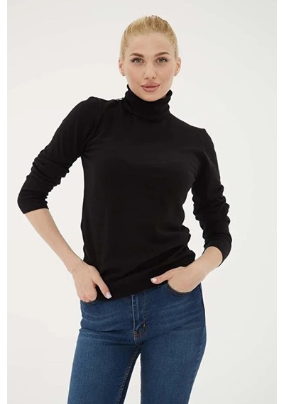 Fashion Friends 25k0780k1 Kadın Baıkçı Yaka Kazak Siyah