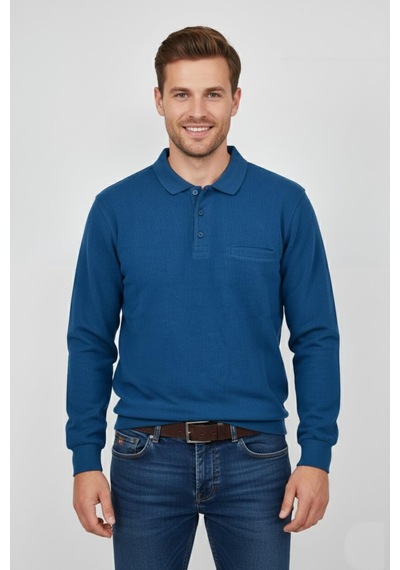 Baglan Erkek Polo Yaka Cepli Selanik Sweatshirt Regular Kalıp Bgl-st04872 PETROL