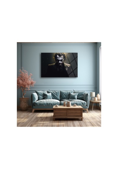 Joker Üzerine Cam Tablo Modern Sanat Tablosu Solmayan Canlı Renkler Salon Ve Oturma Odası Anlamlı Hediye Seçeneği Kolay Montaj Askılı