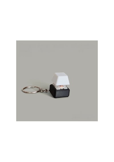 Mekanik Klavye Tuşu Stres Atıcı Anahtarlık - Beyaz Keycap Mavi Switch Siyah 2 adet