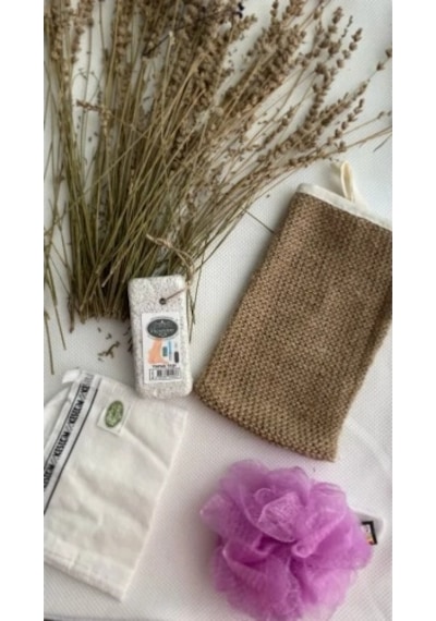 Doğal 4'lü Banyo Hamam Seti Renkli