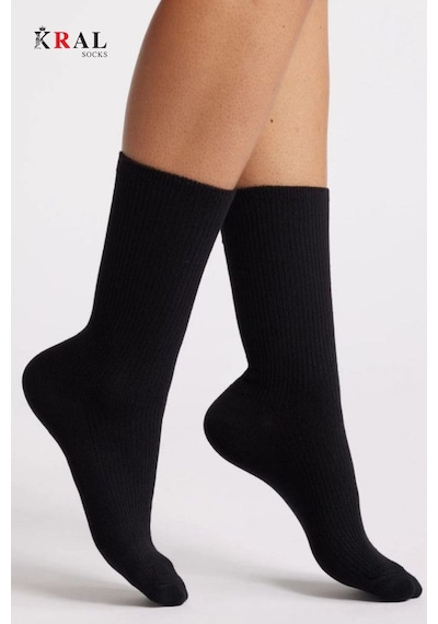 Kral Socks Unisex Siyah 12 Çift Pamuklu Tenis Spor Uzun Soket Boy Çorap Siyah