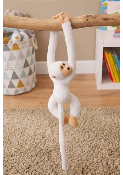 Beyaz Elleri Yapışabilen Maymun Peluş Oyuncak