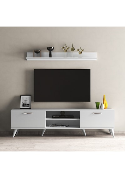 Mega 180 Lik L Raflı Tv Ünitesi Beyaz - Tvu0101