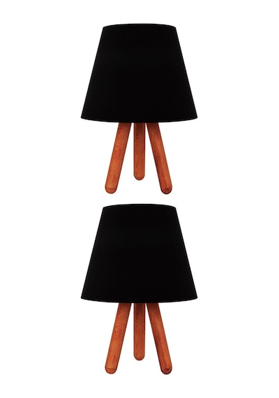 2'li Siyah Tripod Abajur Siyah
