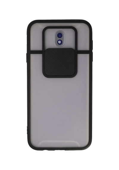 Samsung Galaxy Uyumlu, J7 Pro / J730 Kılıf Palm Buzlu Kamera Sürgülü Silikon - Siyah