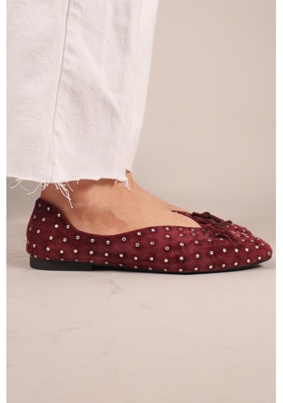 Botrop Fiyonklu Süet Babet Bordo-8301 Bordo