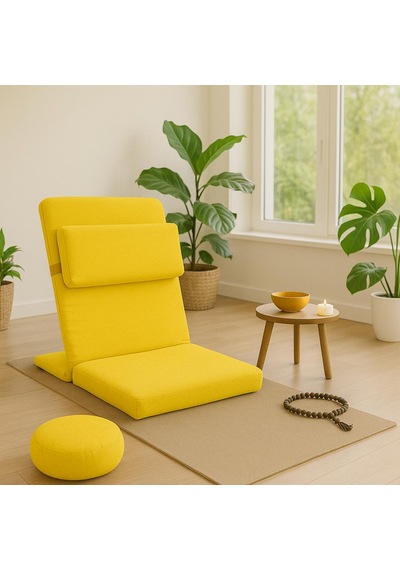 Ekstra Destek Yastıklı Yoga, Nefes, Meditasyon Sandalyesi Backjack Xl Su Ve Leke İticili Duck Kumaş Sarı