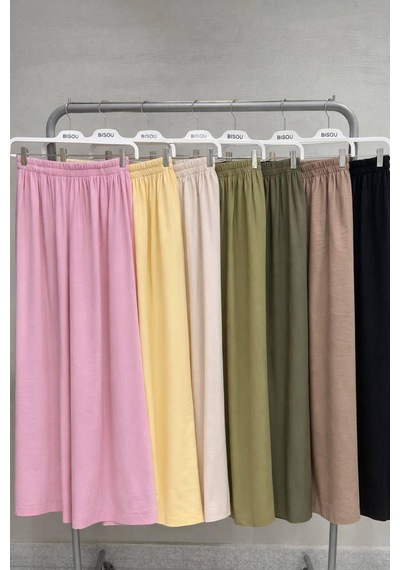 Keten Bol Pantolon Krem
