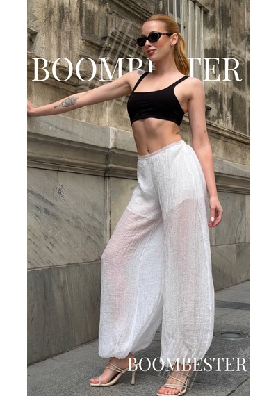 Boombester Kadın Transparan İçi Şortlu Bloomer Pantolon Salaş Rahat Kalıp Yazlık Bohem Balon Pantolon Beyaz Boombester Kadın Transparan İçi Şortlu Bloomer Pantolon Salaş Rahat Kalıp Yazlık Bohem Balon Pantolon Beyaz