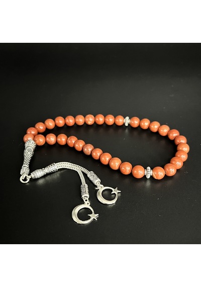 Yıldız Doğal Taş Kırmızı Jasper 8mm 33lük Doğal Taş Tesbih