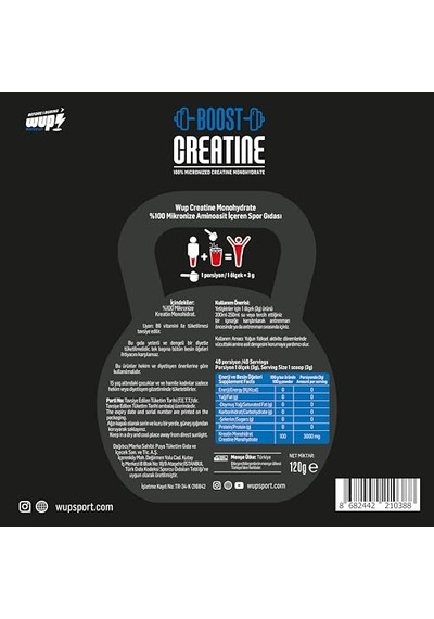 Boost Creatine 40 Servis,%100 Mikronize Kreatin Monohidrat, Aromasız Diğer