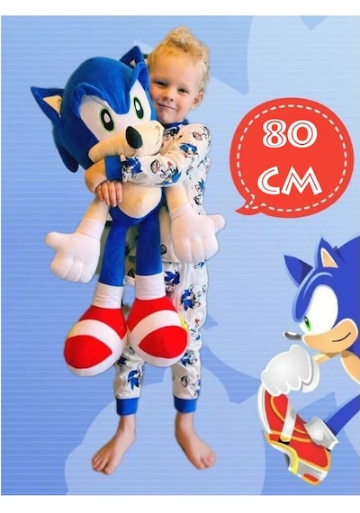 Xxl  Kumaş Sonic Boom Hedgehog Kirpi Sonic Peluş Oyuncak Uyku & Oyun Arkadaşı Dev Boy 80 Cm