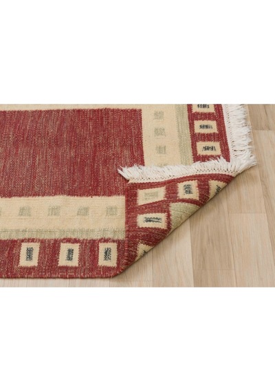 Bej Ve Kırmızı Rengiyle Evinizi Süsleyen Vintage Eskitme Halı 85x143