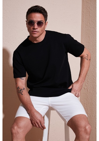 Buratti Pamuklu Regular Fit Bisiklet Yaka Basic Erkek T Shirt 5902772 Siyah