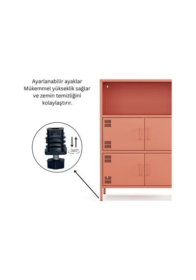 Pera Metal Çok Gözlü Dolap, 4 Kapaklı, Açık Raflı 80,50 X 40 X 109,50 Cm Ral 3022 Somon Pera Metal Çok Gözlü Dolap, 4 Kapaklı, Açık Raflı 80,50 X 40 X 109,50 Cm Ral 3022 Somon