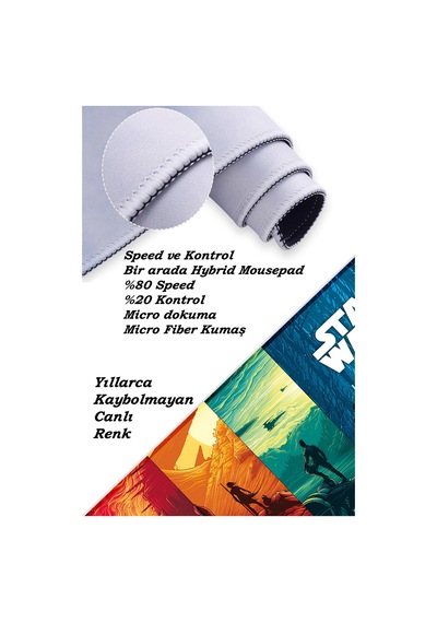 Star Wars Oyun Gaming Klavye Mouse Pad Kaymaz Taban Kenarları Dikişli Su Geçirmez Masa Matı 70x30 Cm