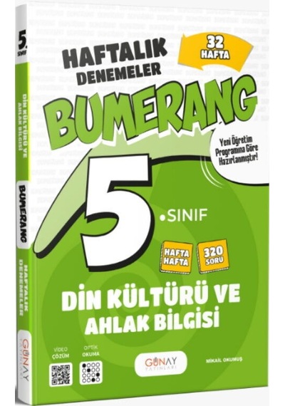 Günay Yayınları 5. Sınıf Din Kültürü Ve Ahlak Bilgisi Bumerang 32 Haftalık Denemeleri