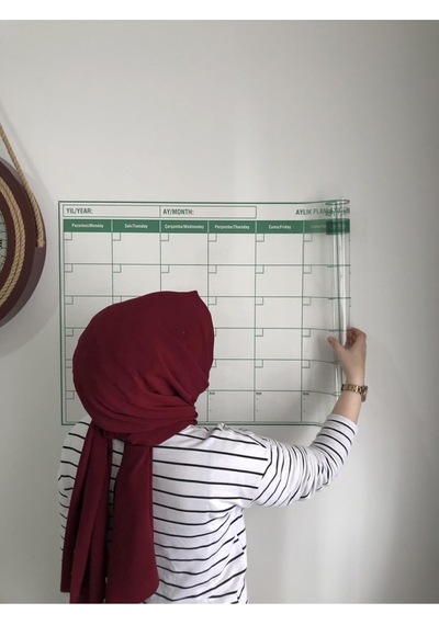Planlayıcı Akıllı Kağıt Aylık Takvim Yazı Tahtası Planner Sticker Kartuşlu Kalem Dahil 85 56 Cm Cok Renkli