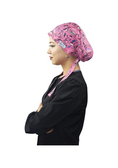 Tesettür Pembe Güzellik Desen Likralı Estetisyen Kuaför Güzellik Pembe