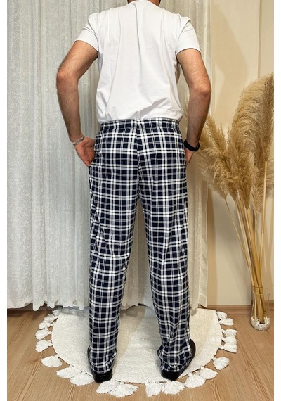 Erkek Desenli Cepli Lastikli Bel Pijama Altı Beyaz