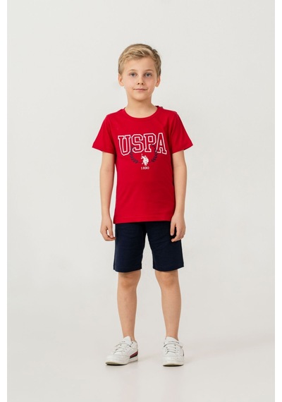 U.S. Polo Assn. Erkek Çocuk Kırmızı Bermuda Takım Us2471-c-v1