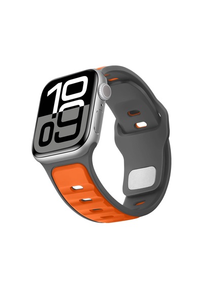 Apple Uyumlu  Watch 42mm 44mm 45mm S10 46mm Ultra 49mm Çift Renkli Spor Silikon Kordon Nefes Alabilir