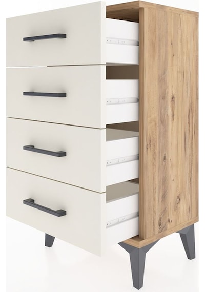 Arges Komodin 4 Çekmeceli 44x30x80 Çam-aytaşı Çam
