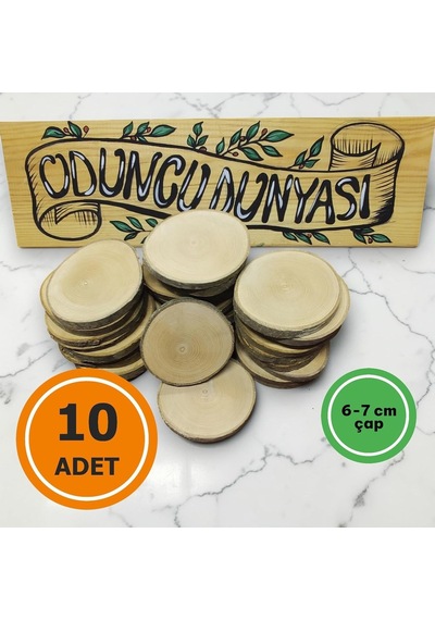 Oduncudünyası 6-7 Cm 10 Adet Doğal Ahşap Odun Kütük Dilimi Dişbudak