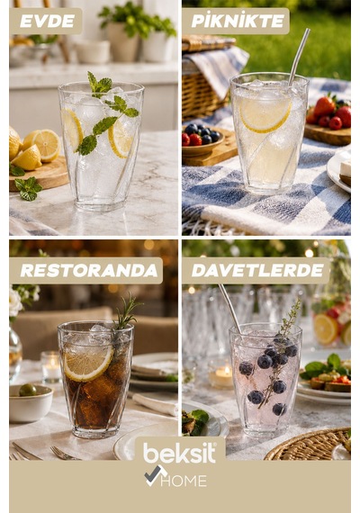 Home Glassy Kırılmaz Polikarbon 6'lı Bardak Şeffaf 400 Ml Şeffaf Şeffaf