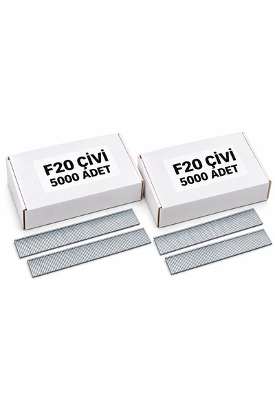 2'li Paket - F Tipi Tabanca Çivisi F20 / 5.000 Adet - F/j/8/e/tıpın/type47 Serisi Kesik Başlı Çivi 20 MM