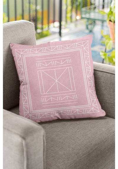 Pembe Etnik Desen Çift Taraflı Yastık Kırlent Kılıfı Krl429n11